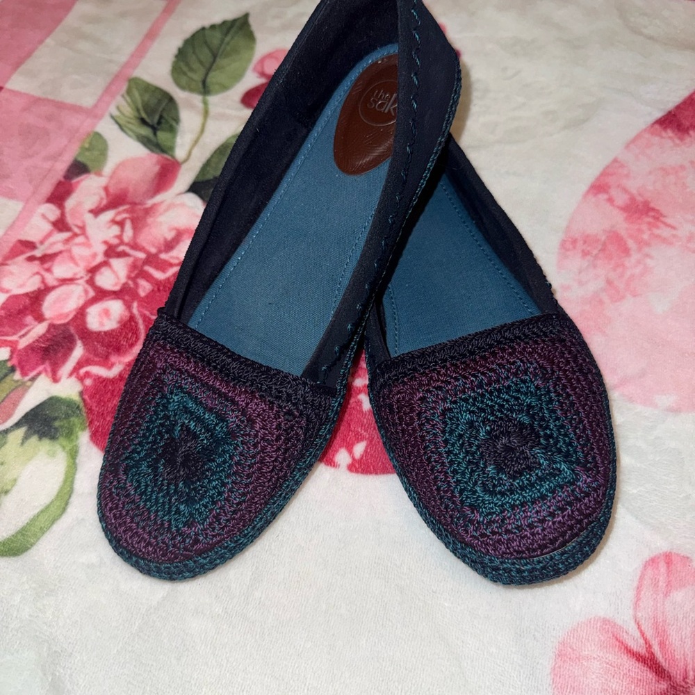 The Sak Crochet Slip-On “April” Flats in Royale Ombré